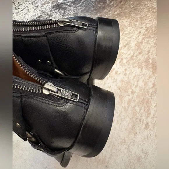 Frye Black Leather Ankle Boots with harness Size 6 - Picture 5 of 9